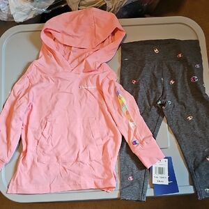 CHAMPION  BABY GIRL  2 PIECE SET PINK AND GRAY SIZE 18M NWT